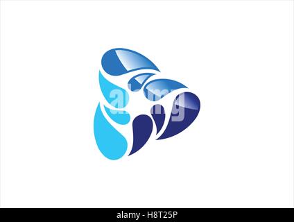 blue water drops logo, splash logotype symbol icon vector design Stock Vector