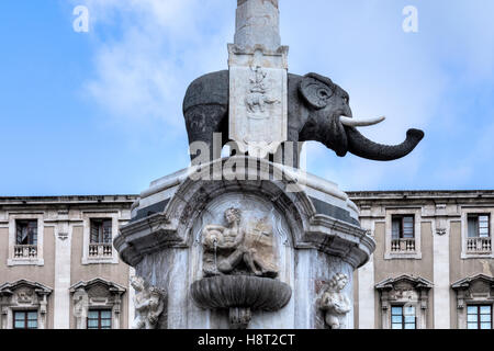 Fontana dell'Elefante, Catania, Sicily, Italy Stock Photo