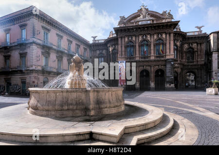 Piazza Bellini, Teatro Bellini, Catania, Sicily, Italy Stock Photo