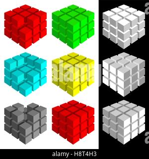 Set of multicolored cubes Stock Vector
