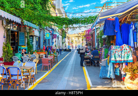 The best way to relax after the long walk in the flea market of old Jaffa is to visit the local cafe Stock Photo