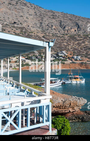 Griechenland, Kreta, Plaka bei Agios Niolaos, Taverne am Meer Stock Photo