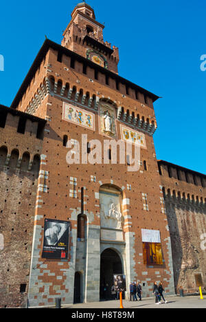 Torre del Filarete, Castello Sforzesco, Parco Sempione, Milan, Lombardy, Italy Stock Photo