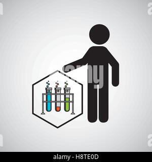 silhouette man science test tube on rack vector illustration eps 10 Stock Vector