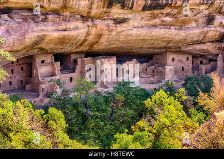 Mesa Verde National Park Colorado USA. Puebloan dwellings in cliff face. Stock Photo