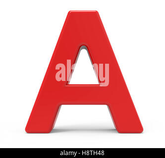 3d rendering red letter A isolated white background Stock Photo