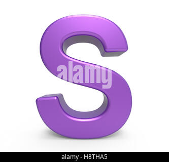 3d rendering purple letter S isolated white background Stock Photo