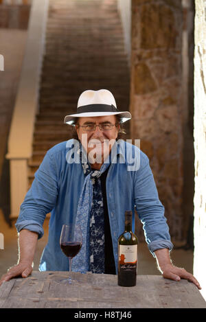 The Italian singer Al Bano, portrait in the cellar of his farmhouse Tenute Al Bano Carrisi, Cellino San Marco (BR), Italy, June Stock Photo