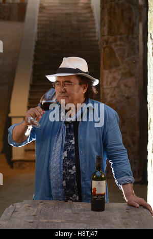 The Italian singer Al Bano, portrait in the cellar of his farmhouse Tenute Al Bano Carrisi, Cellino San Marco (BR), Italy, June Stock Photo