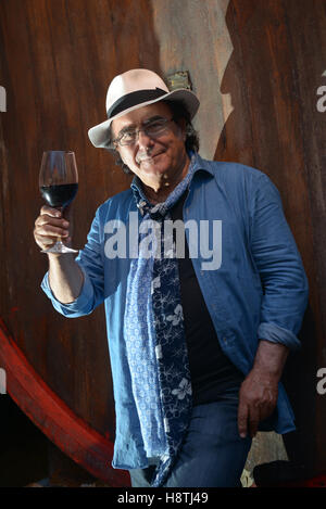 The Italian singer Al Bano, portrait in the cellar of his farmhouse Tenute Al Bano Carrisi, Cellino San Marco (BR), Italy, June Stock Photo