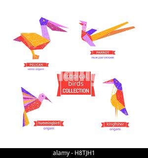 Set of tropical bird  icons. Stock Vector
