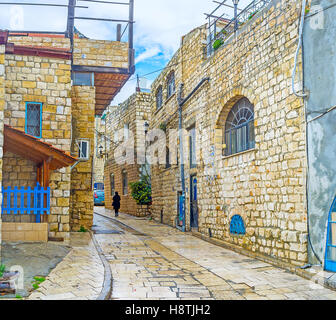 Discovering the Holy Judaism's City, the highest one in Galilee and Israel. Stock Photo