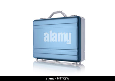 Metal blue briefcase isolated on the white background Stock Photo