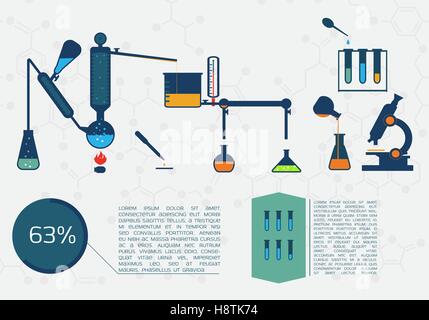 Different scientific labs tubes. Stock Vector