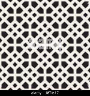 Vector Seamless Black and White Mosaic Lattice Pattern Stock Vector