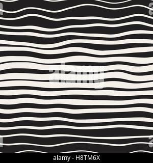 Vector Seamless Black and White Hand Drawn Lines Pattern Stock Vector
