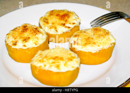Baked Pumpkin with Cream Cheese Stock Photo