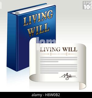 Living will document and three ring binder package Stock Vector