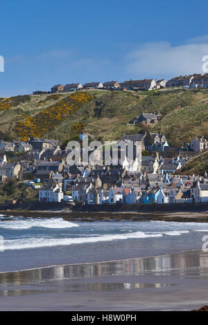 View of Gardenstown, Aberdeenshire, Scotland from the beach Stock Photo