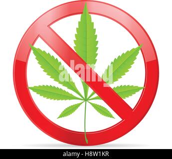 Prohibition marijuana symbol on a white background. Stock Vector