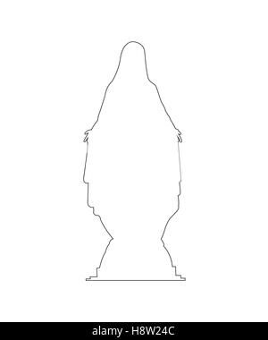 Virgin Mary Statue Path on the white background Stock Vector