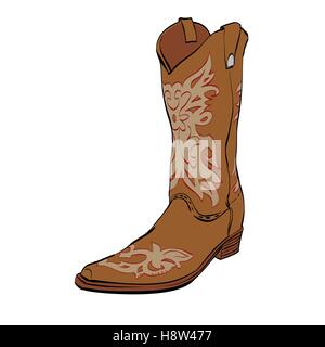 Leather cowboy boots Stock Vector