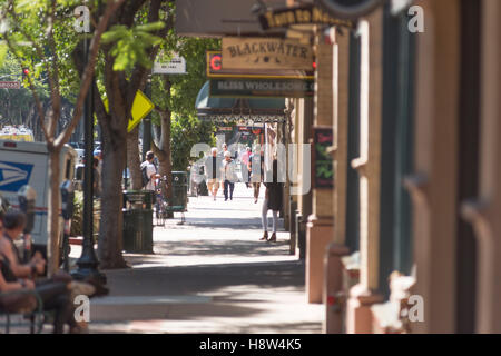 General street view (Higuera Street) in San Luis Obispo, California, USA Stock Photo