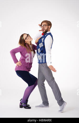 Funny couple posing in nerd hi-res stock photography and images - Alamy