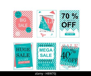 Great designed set of sale posters that can be used in various templates Stock Vector