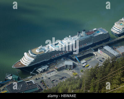 Aerial view of cruise ships docked at the port of Juneau in Alaska, USA Stock Photo