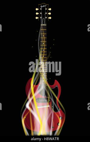 Abstract burning solid electric guitar Stock Vector