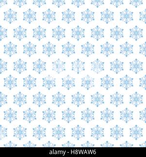 Light blue falling snowflake pattern over a white background Stock Vector