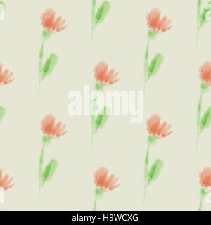 seamless pattern with watercolor flowers for countryside theme Stock Vector