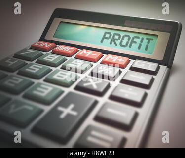 Solar calculator with the word PROFIT on the display. 3D illustration, concept image of Business and Finance. Stock Photo