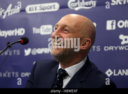 Queens Park Rangers manager Ian Holloway during the press conference at Loftus Road, London. PRESS ASSOCIATION Photo. Picture date: Wednesday November 16, 2016. See PA story SOCCER QPR. Photo credit should read: Steven Paston/PA Wire. RESTRICTIONS: No use with unauthorised audio, video, data, fixture lists, club/league logos or 'live' services. Online in-match use limited to 75 images, no video emulation. No use in betting, games or single club/league/player publications. Stock Photo