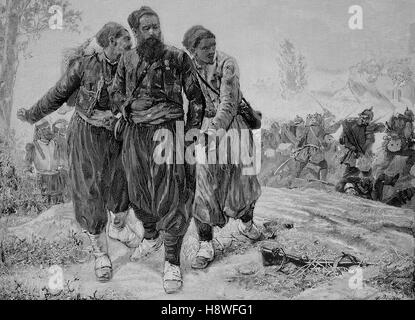 Scene from the The Battle of Woerth, also known as the Battle of Reichshoffen or as the Battle of Froeschwiller, captured Zouaves Stock Photo