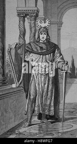 Frederick II was a Holy Roman Emperor, dressed as a Minnesinger Stock Photo