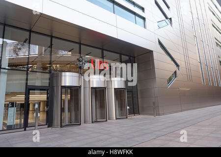 UBS office building in Broadgate Circle, London Stock Photo