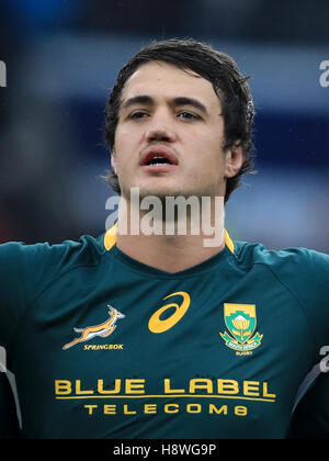 South Africa's Franco Mostert during the Autumn International match at Twickenham Stadium, London. Stock Photo