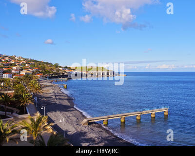 Portugal, Madeira, View of the stone beach in Santa Cruz. Stock Photo
