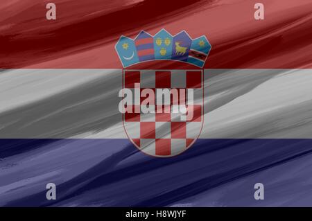 Croatia painted / drawn vector flag. Vector file contains flag and texture layers. Stock Vector