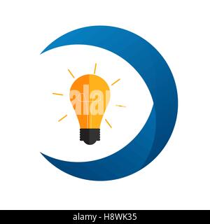 Idea Bulb Flat Icon with Long Shadow, Vector Illustration Stock Vector