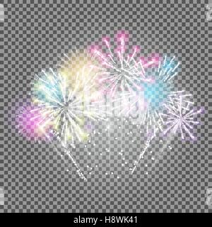 Fireworks, Salute on a Transparent Background Realistic Vector i Stock Vector