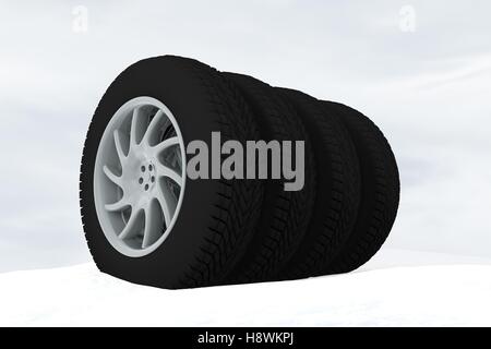 Snow Ice Tire concept 3d rendering illustration Stock Photo