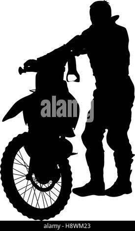 Silhouettes Rider participates motocross championship. Vector illustration Stock Vector