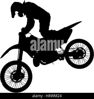 Silhouettes Rider participates motocross championship. Vector illustration Stock Vector