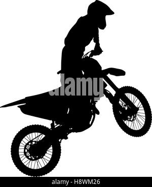 Silhouettes Rider participates motocross championship. Vector illustration Stock Vector