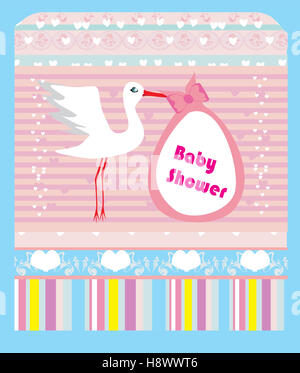 Baby Shower greeting card with Cute Raccoon boy and girl with two ...