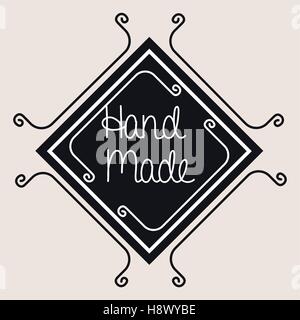 hand made label monochrome icon vector illustration design Stock Vector