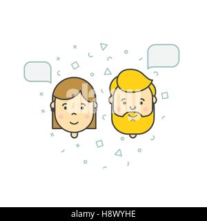 man woman speech bubble icons Stock Vector